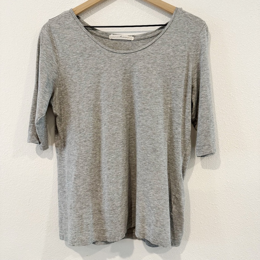 Peruvian Connection Heather Grey 1/2 Sleeve Layering Tee |R6